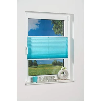 Image of Khome 360273 41 Klemmfix Pleated Blind, Polyester, Blue (ice Blue)