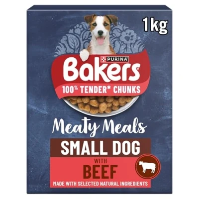 Image of BAKERS Meaty Meals Small Dog Beef Dry Food 1kg, (Pack of 5)