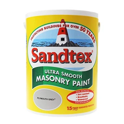 Image of Sandtex masonry paint, 5 litres, ultra smooth brickwork, grey