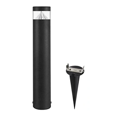 Image of Modern LED Bollard Post Ground Spike Light Outdoor Garden Pathway Lighting Cool White Stainless Steel Black Finish ZLC301CW