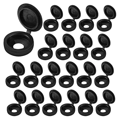 Image of Plastic Screw Caps,200 Pcs Covers Snap Cap Screws Decorative Cover, Washers Cladding Caps for 6 8 Furniture(Black)
