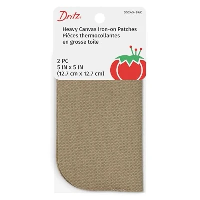 Image of Dritz Heavy Canvas Iron On Patches, 5 x Inch, 2 Count, Stone