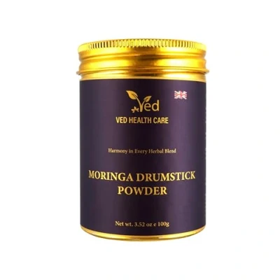 Image of Ved&#039;s Organic Moringa Powder, Pure Stick Rich in Essential Vitamins &amp; Minerals, Perfect for Cooking, Smoothies, Lattes Tea, 100g