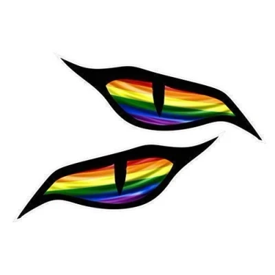 Image of CT Design Pair Of Evil Eyes Eye Stickers With LGBT Gay Pride Rainbow Flag Motif Vinyl Car Motorbike Helmet Sticker Decal each 70x30mm