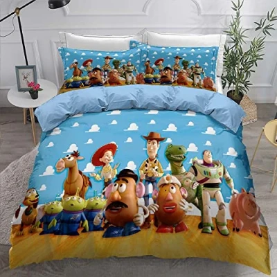 Image of Ste X 3 Pieces Super Soft Duvet Cover with Zipper Toy Story, 100 Percent Microfiber Bedding Sets 2 Pillowcases 80x80cm (200x200cm(Double),Style 01)