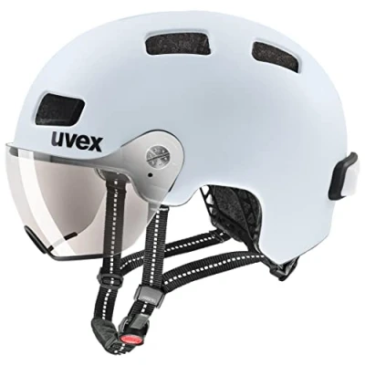 Image of uvex Rush Visor Lightweight City Bike Helmet for Men &amp; Women incl. LED Light Cloud Matt 58 61 cm