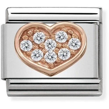 Image of Nomination Rose Gold Pave Heart Charm