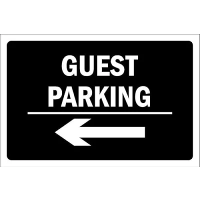 Image of Guest parking, arrow to the left 1mm flexible Plastic sign (300mm x 200mm)