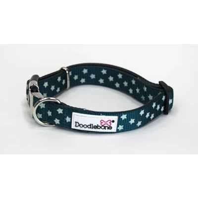 Image of Doodlebone Padded Collar, Teal Stars Glow in the Dark, 1 2