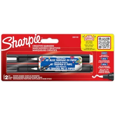 Image of Sharpie Creative Markers, Water Based Acrylic Bullet Tip, Assorted Colors, 2 Pieces