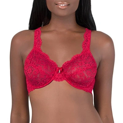Image of Smart &amp; Sexy Women&#039;s Signature Lace Unlined Underwire Bra, Red, 42DD