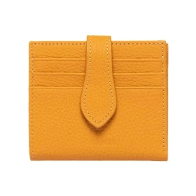 Image of grande 3803 Genuine Leather Card Holder for Women and Men Slim Minimalist Case Small Snap Wallet (Yellow)
