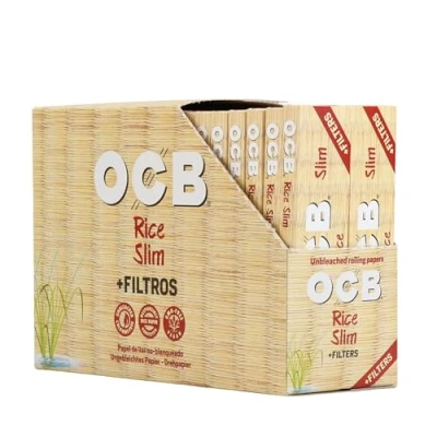 Image of Ocb Rice Connoisseur Paper With Tips Premium Kingsize Rolling Papers, 32 Booklet +Tips