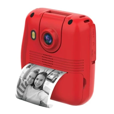 Image of Groov e Kidz Digital Instant Print Camera 12MP for Kids with Thermal Printer, Games, Built in Memory, &amp; Rechargeable Battery 1080p HD Video Recording Includes Rolls Red
