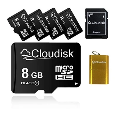 Image of Cloudisk 5Pack 8GB Micro SD Card 8 GB MicroSD Memory Class10 with SDAdapter + Reader,Bulk Sale 5pcs