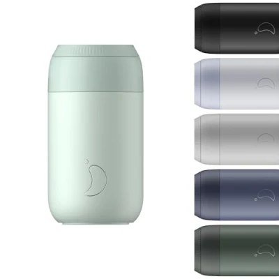 Image of Chilly&#039;s Series 2 Coffee Cup Tight seal, No Sweating BPA Free Stainless Steel Reusable Double Walled, Vacuum Insulated Lichen Green, 340ml