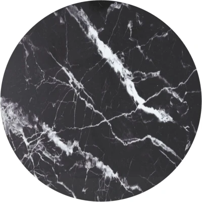 Image of vidaXL Table Top Black Ø90x1 cm Tempered Glass with Marble Design