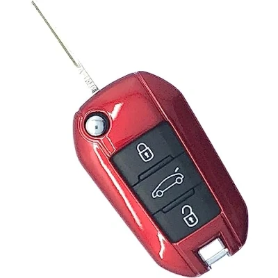 Image of Nordecco Gloss Key Case Fits For Vauxhall Crossland X Grand Corsa F Vivaro, CITROEN C3 Shine PURETECH Berlingo, 3 Button Flip (Red)