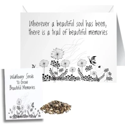 Image of Funeral Sympathy Card/Condolences Card With Gift of Wildflower Seeds Matching Seed Packet Memory Beautiful Soul Memories