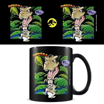 Image of Pyramid International Jurassic Park Mug (Caught on The Toilet Anime Design) 11oz Ceramic Coffee Mug, Cups and Mugs for Women, Men Official Merchandise, Black