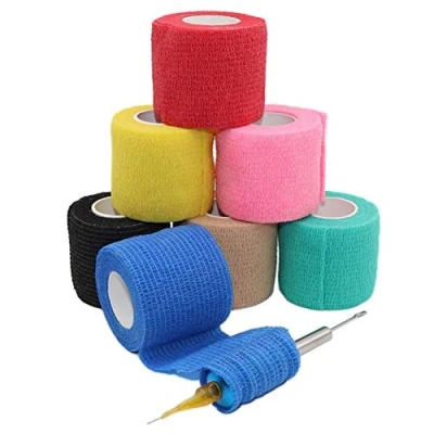 Image of Oulensy 1pc Self Adherent Bandage Disposable Tattoo Grip Cover Tape Pet Vet Wrap adhesive Cohesive for Machine Accessories Supplies Random Color