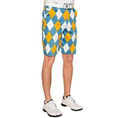Image of Royal &amp; Awesome Diamond Dude Argyle Golf Shorts Mens UK, Shorts, Funny for Men, Dress Tailored