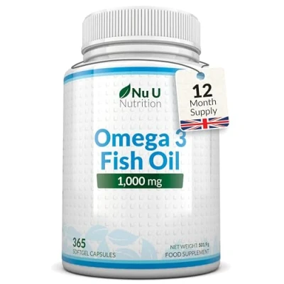 Image of Omega 3 Fish Oil 1000mg 365 Softgel Capsules 1 Year Supply High Strength Pure with Balanced EPA &amp; DHA Contaminant Free Nu U Nutrition
