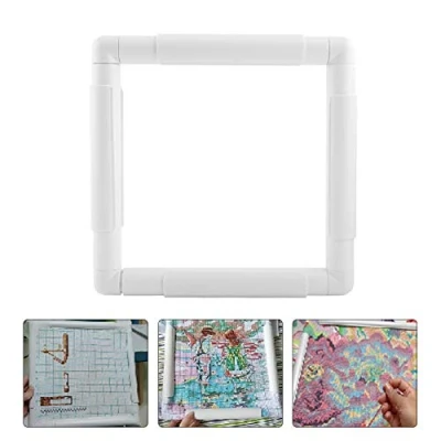 Image of Embroidery Clip Frame, Plastic Square Frame Hoop for Quilting Needlepoint Cross Stitch Silk Painting(20.3x20.3cm)