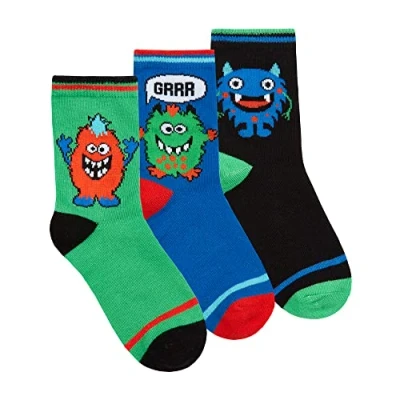 Image of Metzuyan Kids Boys Cotton Rich Novelty Socks Camo Designed Monster Size 9 12