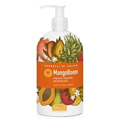 Image of Helan I Sorbetti MangoBoom Gentle Liquid Hand Wash with Pineapple &amp; Papaya for Frequent Use Scented Soap Pump, Refreshing Energising Action Sensitive Skin Made in Italy, 500 ml