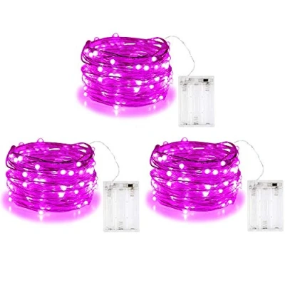 Image of BOLWEO 10ft/3M 30 LEDs Pink LED String Light,Battery Operated Fairy Christmas Party Wedding Girls Room Lights,Waterproof Copper Wire Indoor Outdoor Decorations,3Pack