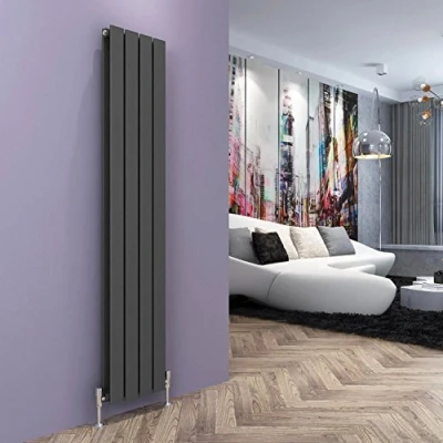 Image of ELEGANT 1600 x 300mm Anthracite Vertical Column Radiator Double Flat Panel Designer
