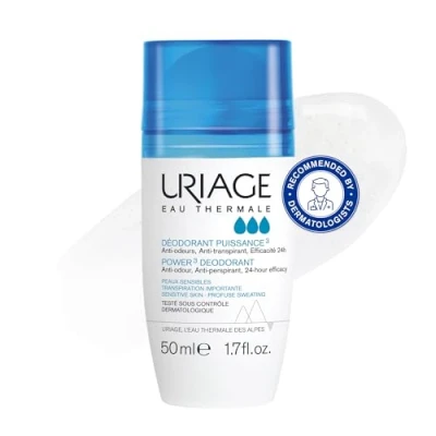 Image of Uriage Power3 Deodorant Roll On 50ml Triple Action: Anti Odour, Perspirant, 24H Efficacy No Stains Long Lasting Formula Hypoallergenic