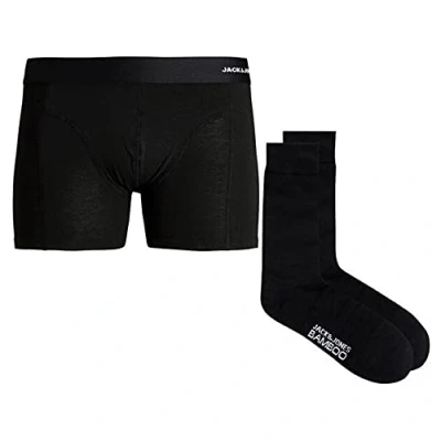 Image of JACK &amp; JONES Men&#039;s JACBAMBOO GIFTBOX Boxer Shorts, Black. Details: Black, S