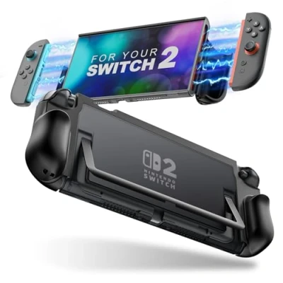 Image of TiMOVO Dockable Case for Nintendo Switch 2 2025, TPU Grip Protective Accessories with Quick Release Joycon Design 2, Anti Scratch Shockproof Console Hard Cover, Black