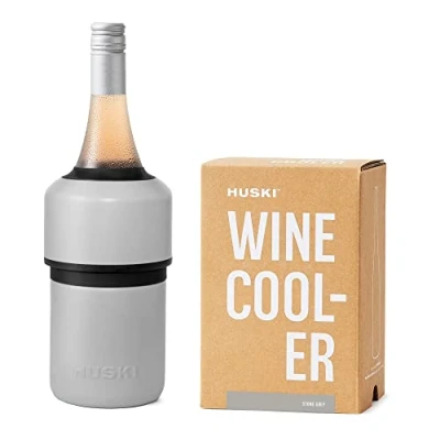 Image of Huski Wine Cooler Award Winning Iceless Design Keeps Cold up to 6 Hours Accessory Next Generation Ice Bucket Fits Some Champagne Bottles Perfect Gift for Lovers (Stone Grey)
