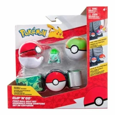 Image of Bandai JW2715 pokemon Clip &#039;N&#039; Go Belt, 1 Poké Nest Ball and Bulbasar 5 cm Figure Accessory to Dress up as a Pokémon Trainer