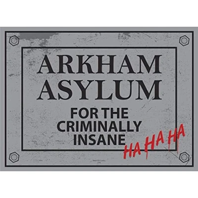 Image of Vintage Advertising Wall Tin Plaque Pub Shed Bar Man Cave Home Bedroom Office Kitchen Gift Metal Sign Arkham Asylum Batman Joker Mental Insane 2 Sizes (A4)