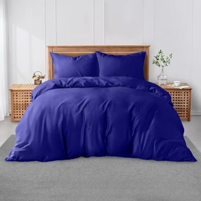 Image of GC GAVENO CAVAILIA Plain Dyed Duvet Covers with Pillowcase Polycotton Lightweight Bedding Quilt Comfortable &amp; Soft Comforter Cover Royal Blue, Double (200x200cm)