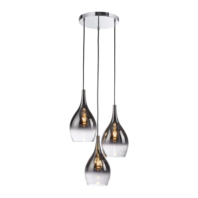 Image of Paul Neuhaus Pilua hanging light, smoke grey, glass, 30cm, 3 bulb.