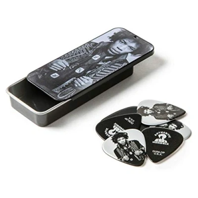 Image of Dunlop Pick Tin Jimi Hendrix Mankowitz 6 Pictin