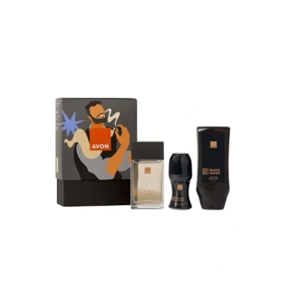 Image of Avon Black Suede Eau de Toilette 100ml, Deodorant Roll On 50ml, Shower Gel 250ml Gift Set Boxed &amp; Sealed