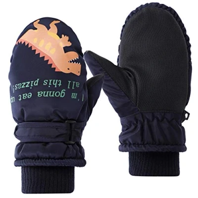 Image of Kids Ski Gloves Cartoon Dinosaur Windproof Mittens Waterproof Warm Winter Breathable Full Finger Boys Girls Outdoor Skiing Snowboarding Skating Hiking Cycling Mitten for Aged 4 8