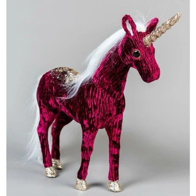 Image of SHATCHI Burgundy Figures Santa Reindeer Tree Christmas Tabletop Centrepiece Showpieces Home Art &amp; Craft Xmas Party Window Décor, 33cm Unicorn