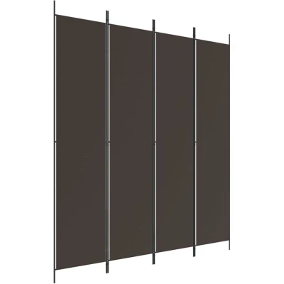 Image of vidaXL 4 Panel Room Divider Brown 200x220 cm Fabric