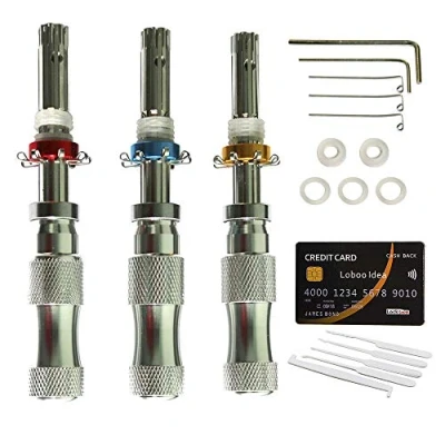 Image of Loboo Idea 3 Pieces Copper Tubular Lock Pick Set (7.0MM,7.5MM,7.8MM) with Credit Card Style Locksmith Tool Kit, Training Practice Gifts for and Beginner