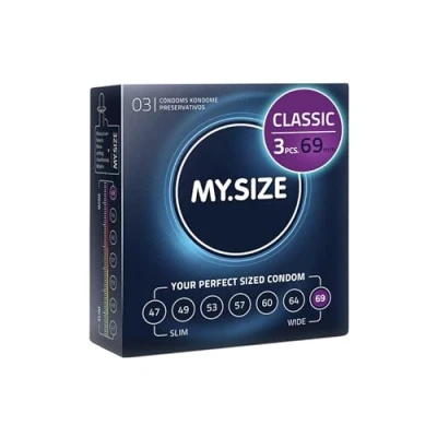 Image of MY.SIZE Classic Condoms Size 7 I 69 mm Width 3 Pieces Trial Pack Premium Extra Thin 0.07 Wall Thickness Vegan for Men