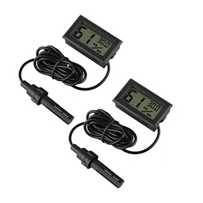 Image of Digital thermometer Hygrometer,INRIGOROUS Pack of 2 hygrometer Mini Probe Thermometers Temperature Humidity Gauge Meter for Reptile Incubator Aquarium Poultry office living room (2 Pack)