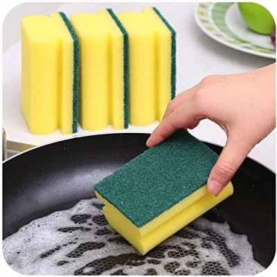 Image of STERLING PRODUCTS Heavy Duty Scrub Sponge Dual Sided Dish Washing &amp; Cleaning Scourer Absorbent, Non Scratch, Reusable Pack of 16, Foam, Standard