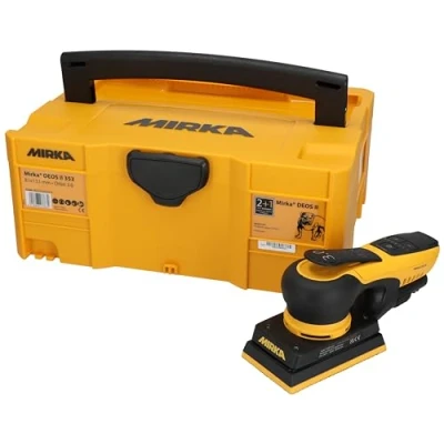 Image of Mirka DEOS II 353 Orbital Sander in case 81x133mm 300 W Low Vibration for dust Free Sanding of Wood, Drywall &amp; Metal with Hook Loop Sandpaper / MID3534044CA